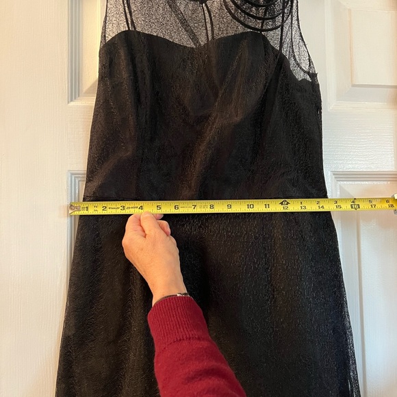 Latrice Black Sheer floral black tie lined dress midi length - Picture 6 of 14